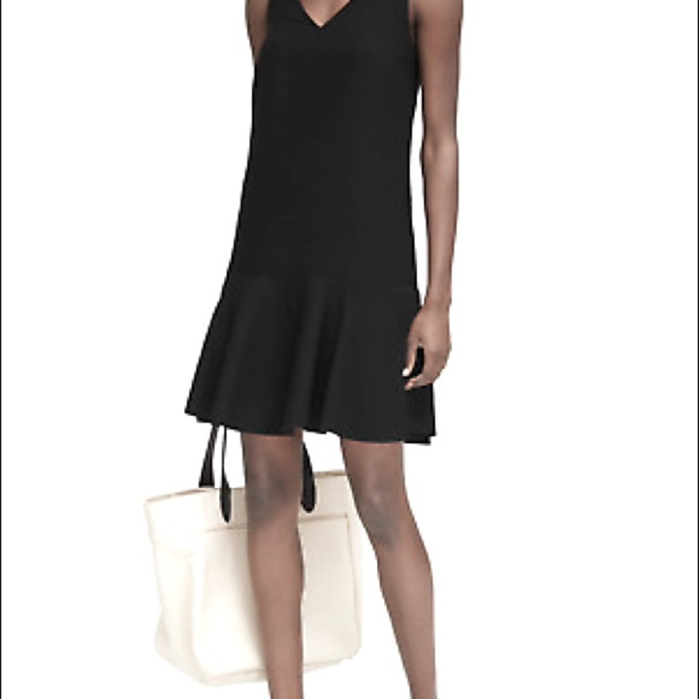 Banana Republic black drop waist flare dress